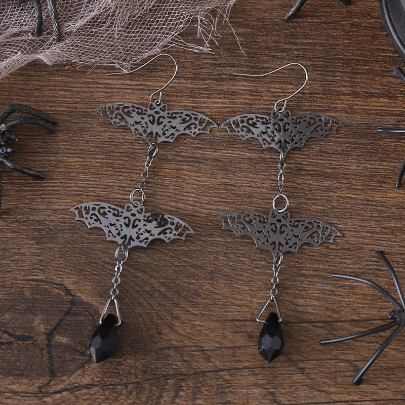 Wholesale Dark Gothic Bat Pendant Personality Exaggerated Tassel Earrings